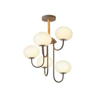 3/5 Lights Living Room Hanging Lamp with Pearl Glass Shade - Rebooters