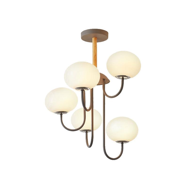 3/5 Lights Living Room Hanging Lamp with Pearl Glass Shade - Rebooters