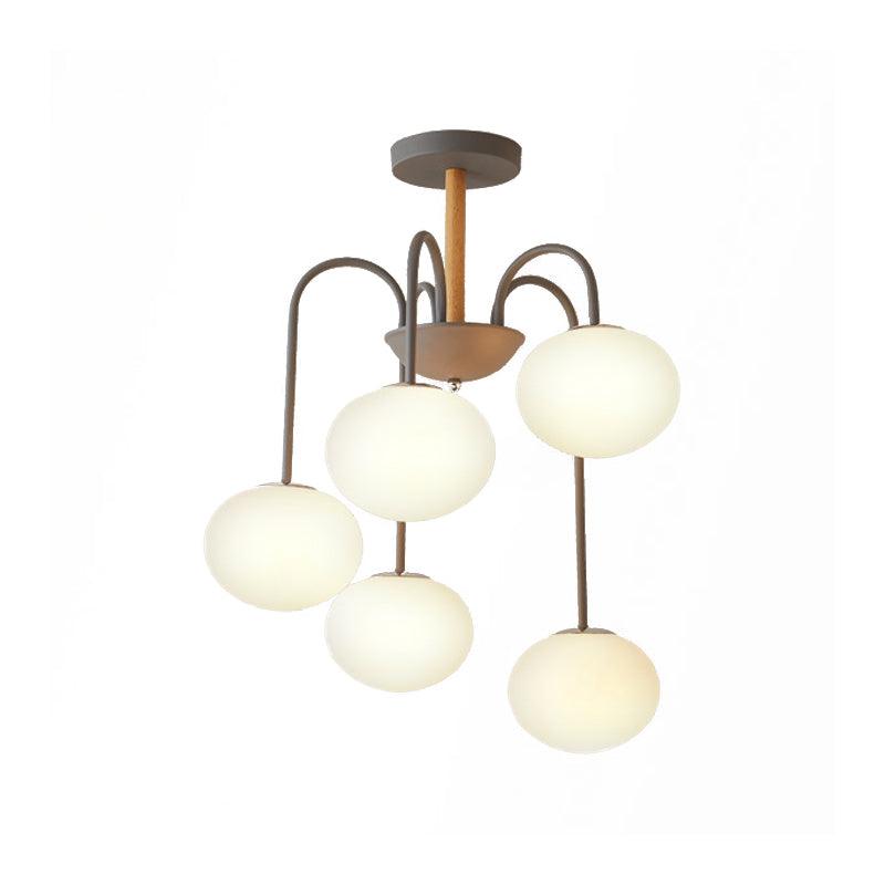 3/5 Lights Living Room Hanging Lamp with Pearl Glass Shade - Rebooters