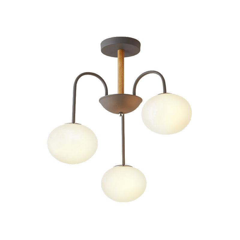 3/5 Lights Living Room Hanging Lamp with Pearl Glass Shade - Rebooters