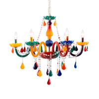 Beautiful Multi-Color Chandelier Candle 6 Lights Glass Pendant Light - Rebooters