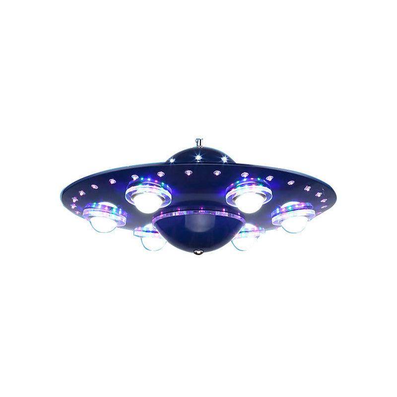 Modern Style Blue Chandelier UFO Six Lights Pendant Lamp - Rebooters