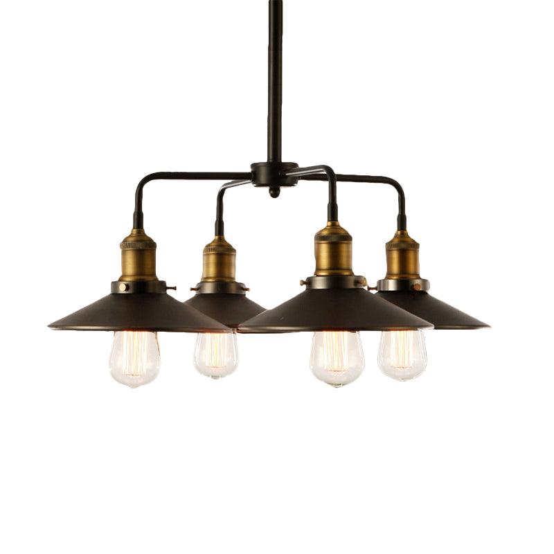 3/4/5 Heads Conical Chandelier Lamp Black Metallic Light - Rebooters