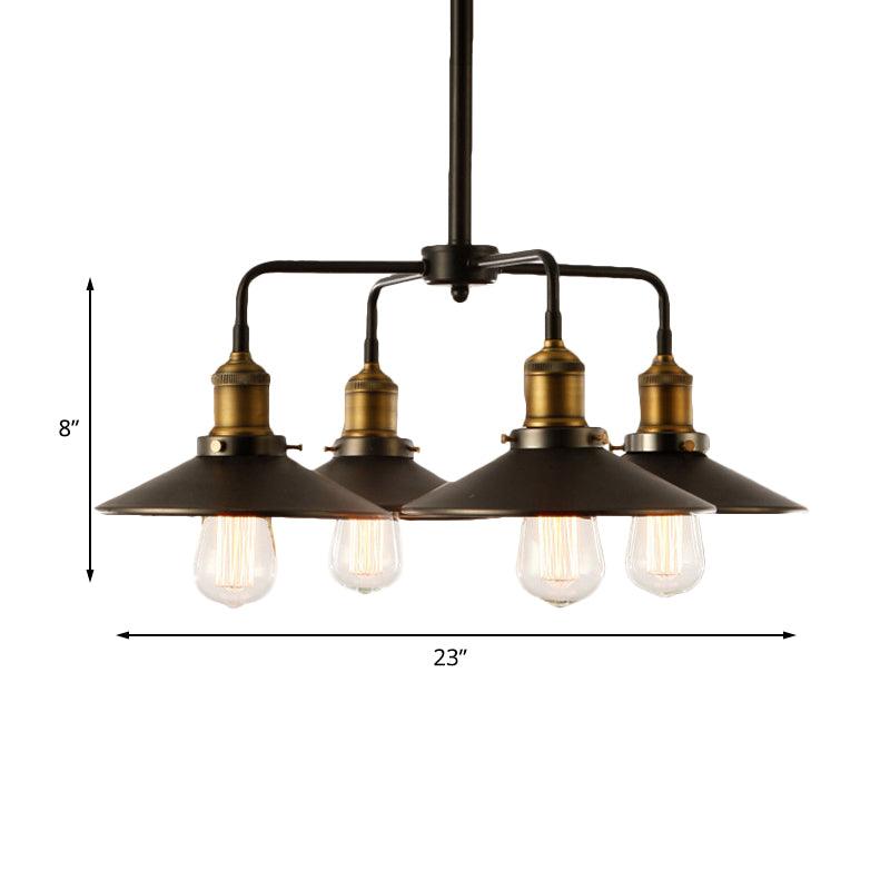 3/4/5 Heads Conical Chandelier Lamp Black Metallic Light - Rebooters