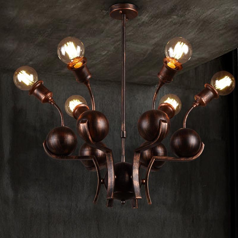 Bare Bulb Hanging Light with Metal Ball Loft Style Chandelier - Rebooters