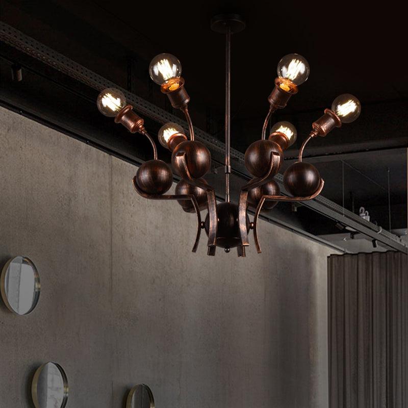 Bare Bulb Hanging Light with Metal Ball Loft Style Chandelier - Rebooters