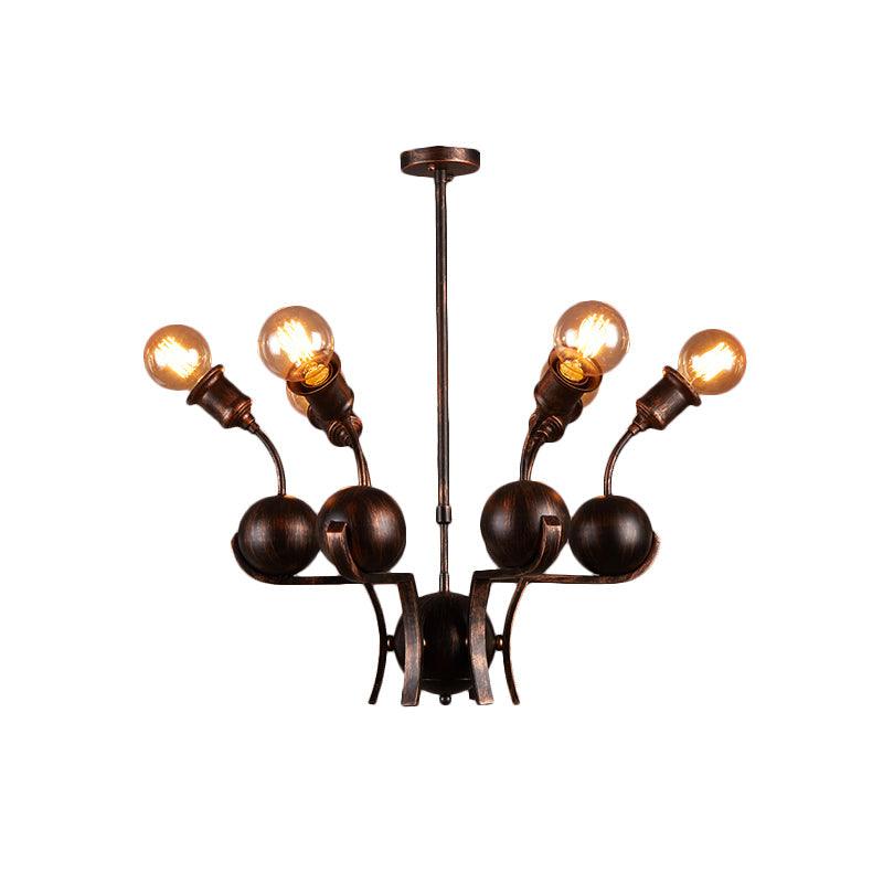 Bare Bulb Hanging Light with Metal Ball Loft Style Chandelier - Rebooters