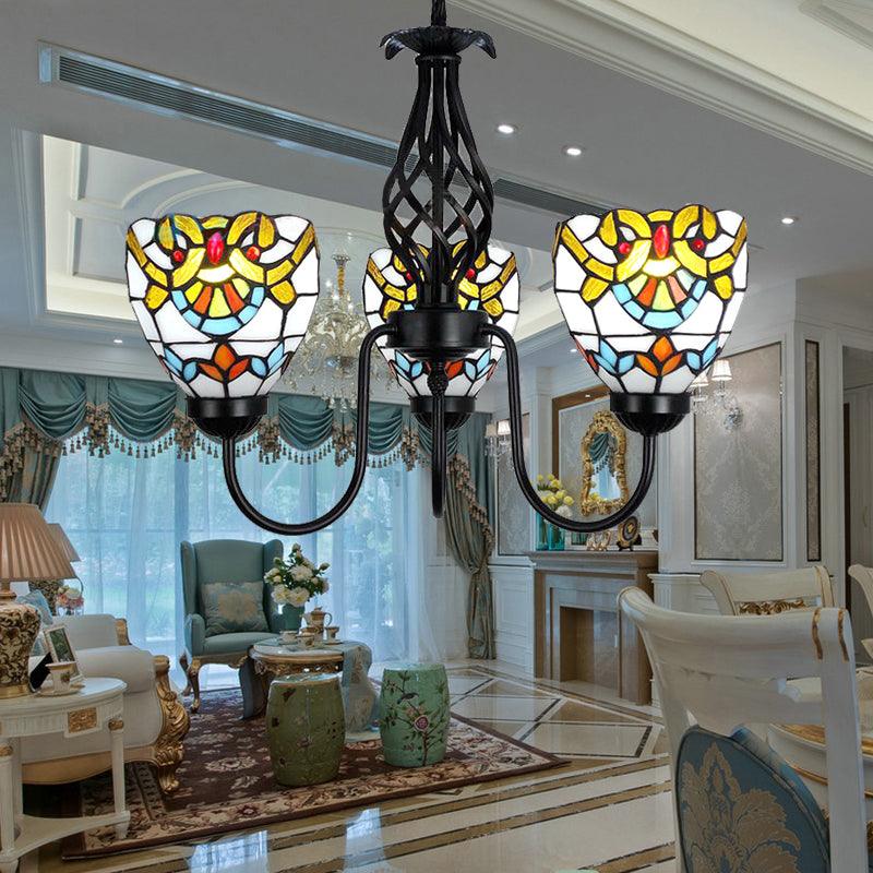 Baroque Bowl Pendant Lighting Stained Glass Ceiling Chandelier - Rebooters