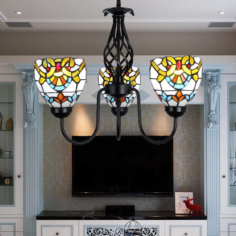 Baroque Bowl Pendant Lighting Stained Glass Ceiling Chandelier - Rebooters