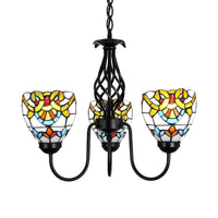Baroque Bowl Pendant Lighting Stained Glass Ceiling Chandelier - Rebooters