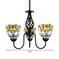 Baroque Bowl Pendant Lighting Stained Glass Ceiling Chandelier - Rebooters
