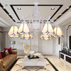 White Finish Cone Ceiling Chandelier Traditional Stained Glass Multi Light Pendant Light in Blue White - Rebooters