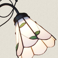 Beige Glass Cone Hanging Light with Leaf Traditional Chandelier - Rebooters