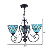 Bead Ceiling Pendant Light with Bowl Shade Blue Glass - Rebooters