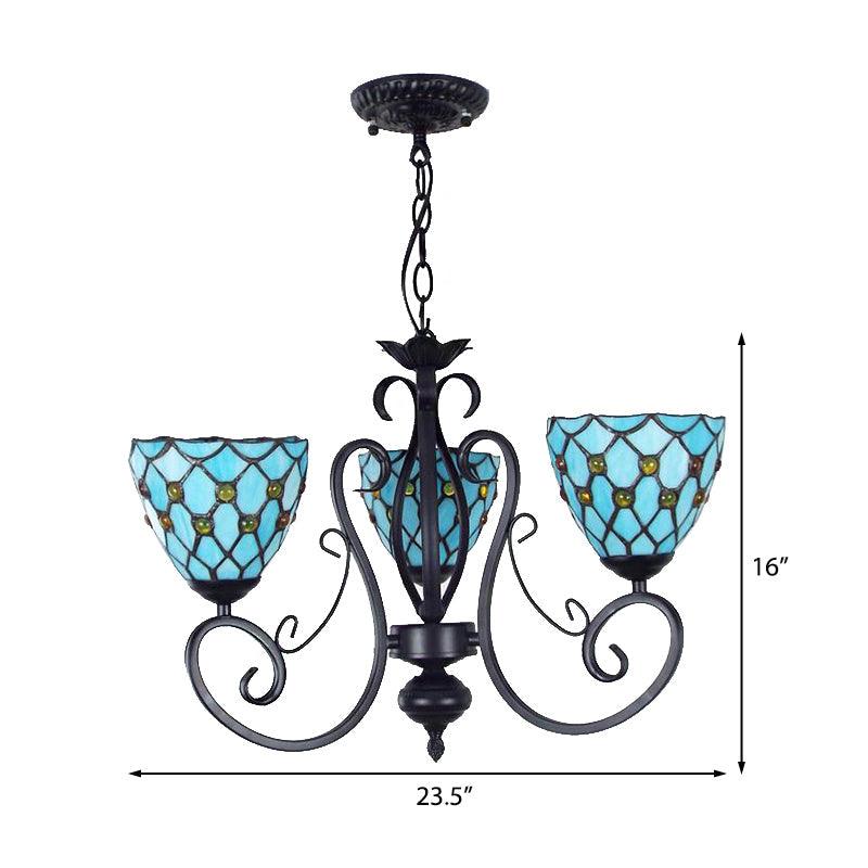 Bead Ceiling Pendant Light with Bowl Shade Blue Glass - Rebooters