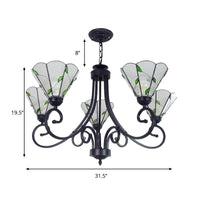 5 Lights Leaf Pendant Light with Clear Dimpled Glass - Rebooters