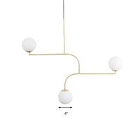 3 Lights Indoor Hanging Chandelier Light with Global White Shade - Rebooters