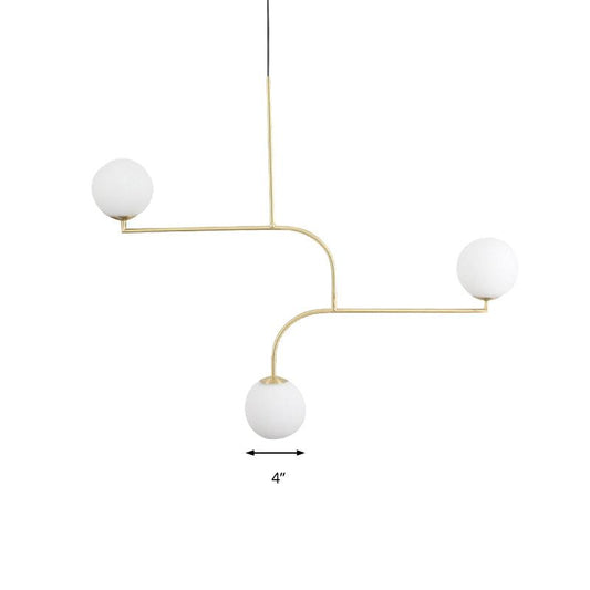 3 Lights Indoor Hanging Chandelier Light with Global White Shade - Rebooters