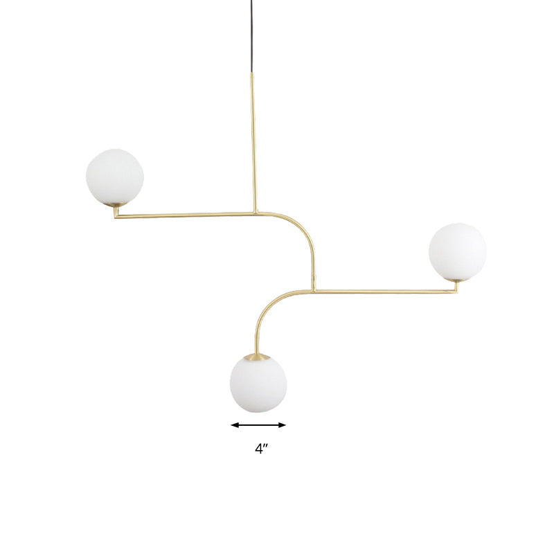 3 Lights Indoor Hanging Chandelier Light with Global White Shade - Rebooters