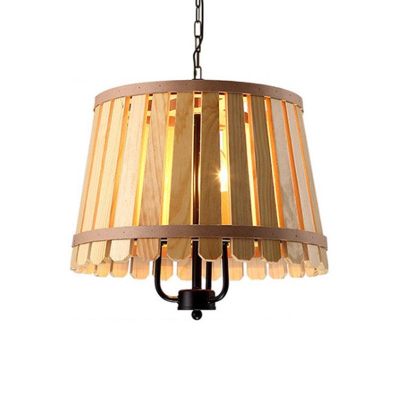 12.5"/16.5" Wide Slatted Chandelier Light Fixture Modern Wooden Pendant for Dining Room - Rebooters