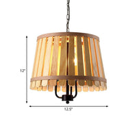 12.5"/16.5" Wide Slatted Chandelier Light Fixture Modern Wooden Pendant for Dining Room - Rebooters