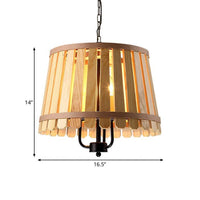 12.5"/16.5" Wide Slatted Chandelier Light Fixture Modern Wooden Pendant for Dining Room - Rebooters