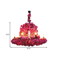 6 Heads Candle Chandelier Lighting Factory Blue Rose Red Pendant Light Fixture - Rebooters