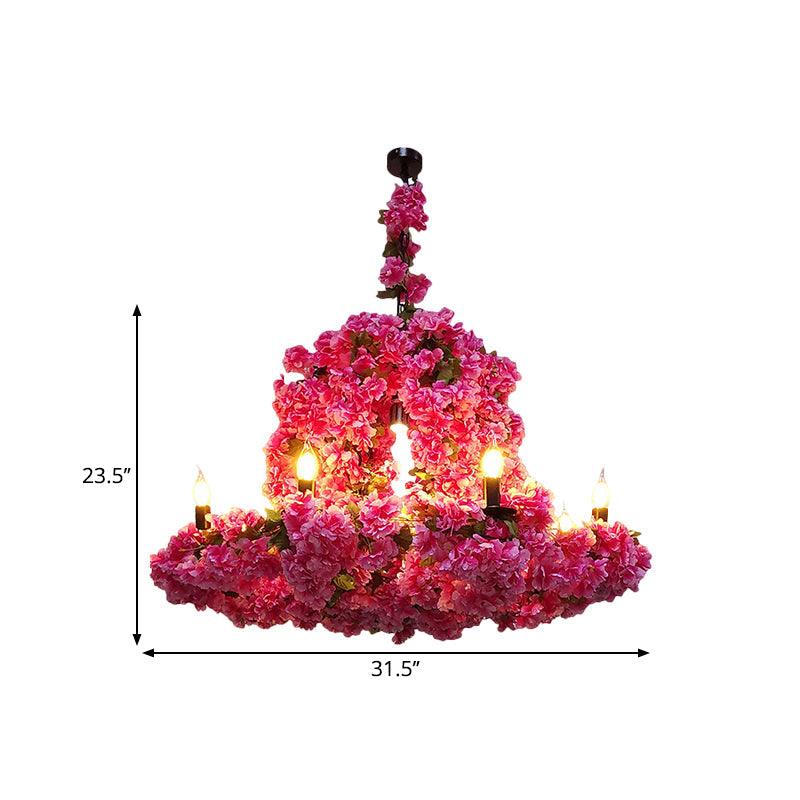 6 Heads Candle Chandelier Lighting Factory Blue Rose Red Pendant Light Fixture - Rebooters