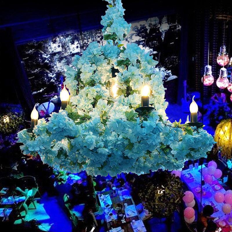 6 Heads Candle Chandelier Lighting Factory Blue Rose Red Pendant Light Fixture - Rebooters