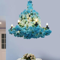 6 Heads Candle Chandelier Lighting Factory Blue Rose Red Pendant Light Fixture - Rebooters