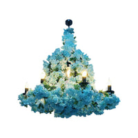 6 Heads Candle Chandelier Lighting Factory Blue Rose Red Pendant Light Fixture - Rebooters