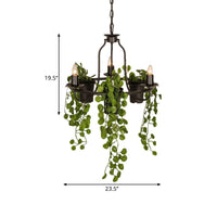 3 Lights Candelabra Chandelier Industrial Black White Pendant Light - Rebooters