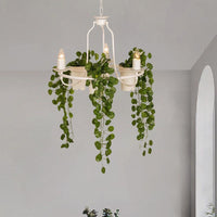 3 Lights Candelabra Chandelier Industrial Black White Pendant Light - Rebooters