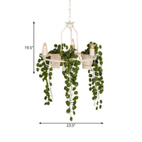 3 Lights Candelabra Chandelier Industrial Black White Pendant Light - Rebooters