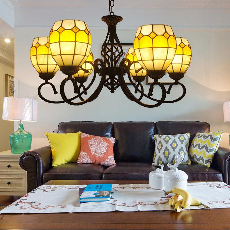 6/8 Lights Oval Pendant Lighting with Curved Arm Chandelier - Rebooters