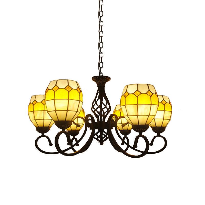 6/8 Lights Oval Pendant Lighting with Curved Arm Chandelier - Rebooters