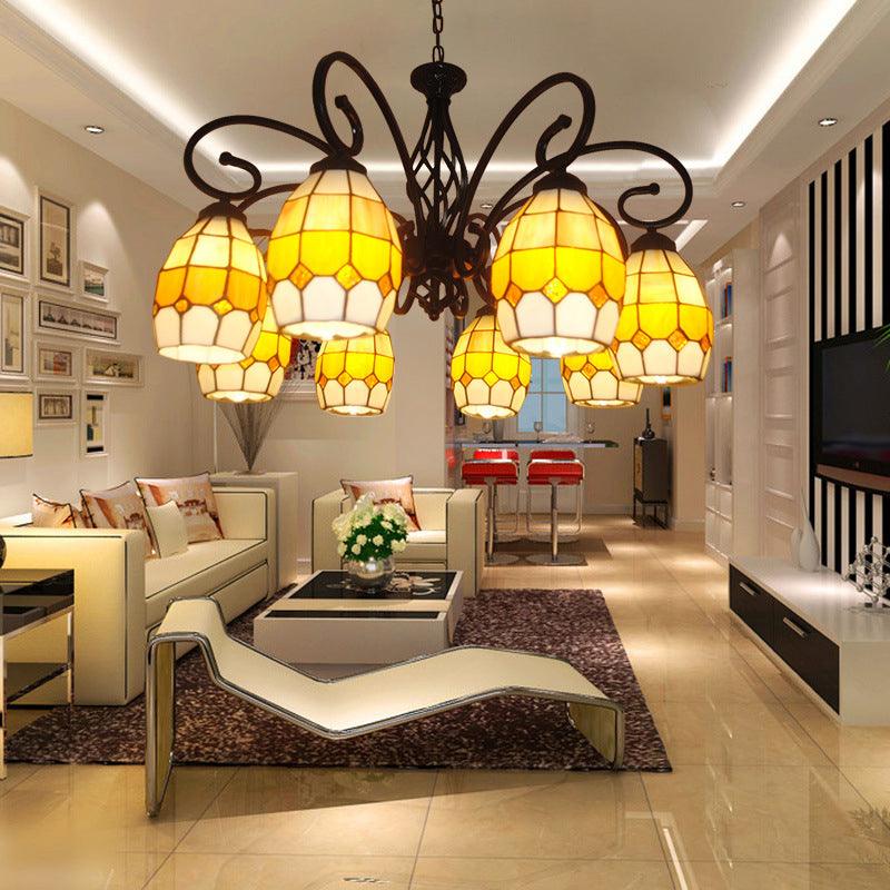 6/8 Lights Oval Pendant Lighting with Curved Arm Chandelier - Rebooters