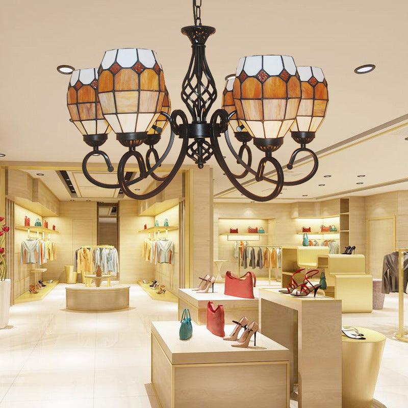 6/8 Lights Oval Pendant Lighting with Curved Arm Chandelier - Rebooters