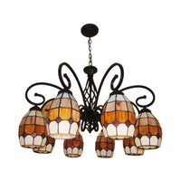 6/8 Lights Oval Pendant Lighting with Curved Arm Chandelier - Rebooters