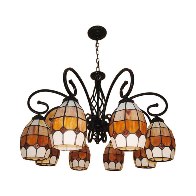 6/8 Lights Oval Pendant Lighting with Curved Arm Chandelier - Rebooters