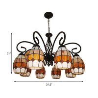 6/8 Lights Oval Pendant Lighting with Curved Arm Chandelier - Rebooters