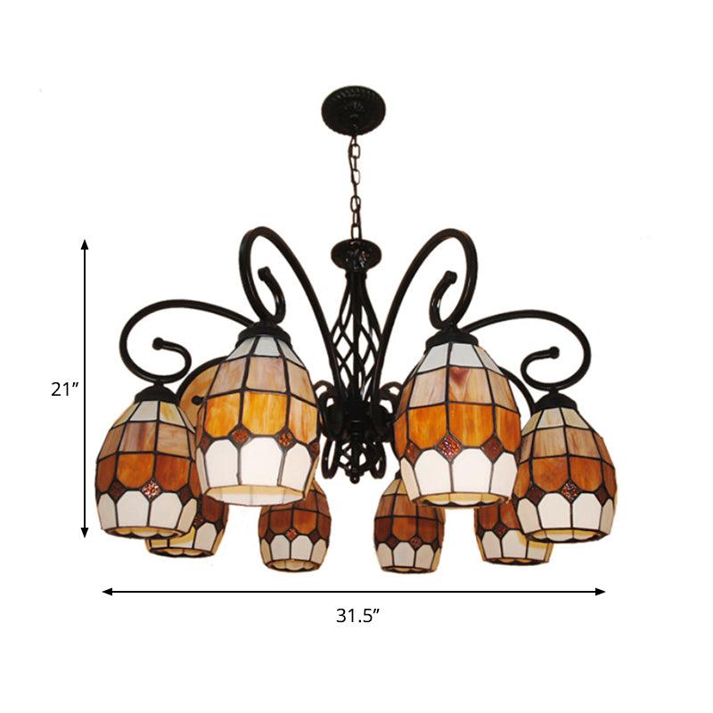 6/8 Lights Oval Pendant Lighting with Curved Arm Chandelier - Rebooters