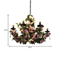 10-Bulb Ceiling Chandelier Antiqued Candelabra Metal Drop Pendant - Rebooters