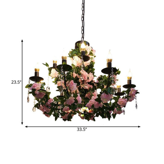 10-Bulb Ceiling Chandelier Antiqued Candelabra Metal Drop Pendant - Rebooters