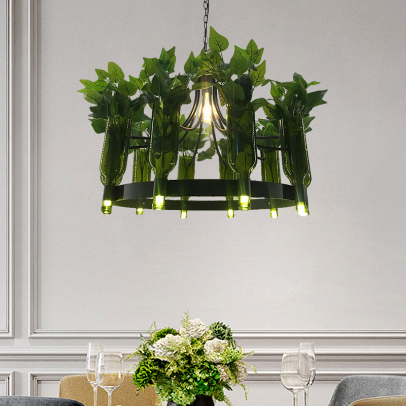Clear Glass Black Hanging Chandelier 10-Light Vintage Light - Rebooters