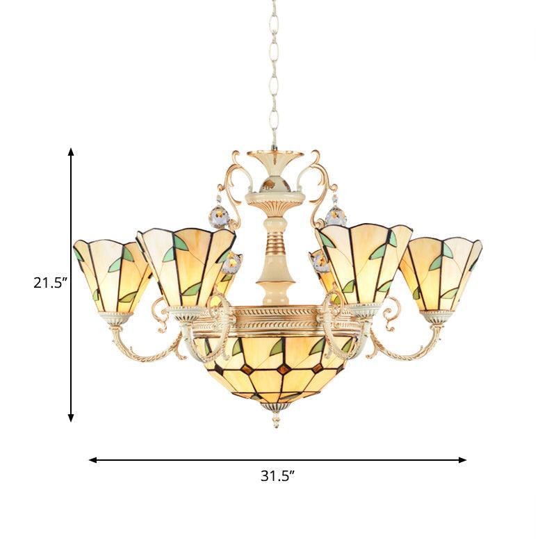 9/11 Lights Leaf Indoor Pendant Light Stained Glass Chandelier - Rebooters