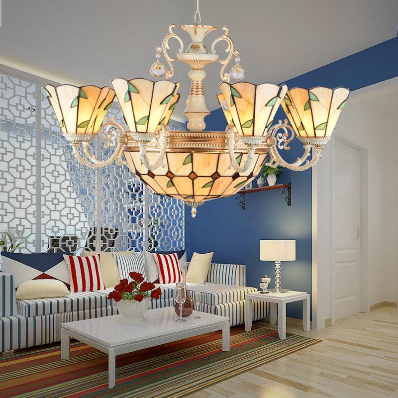 9/11 Lights Leaf Indoor Pendant Light Stained Glass Chandelier - Rebooters