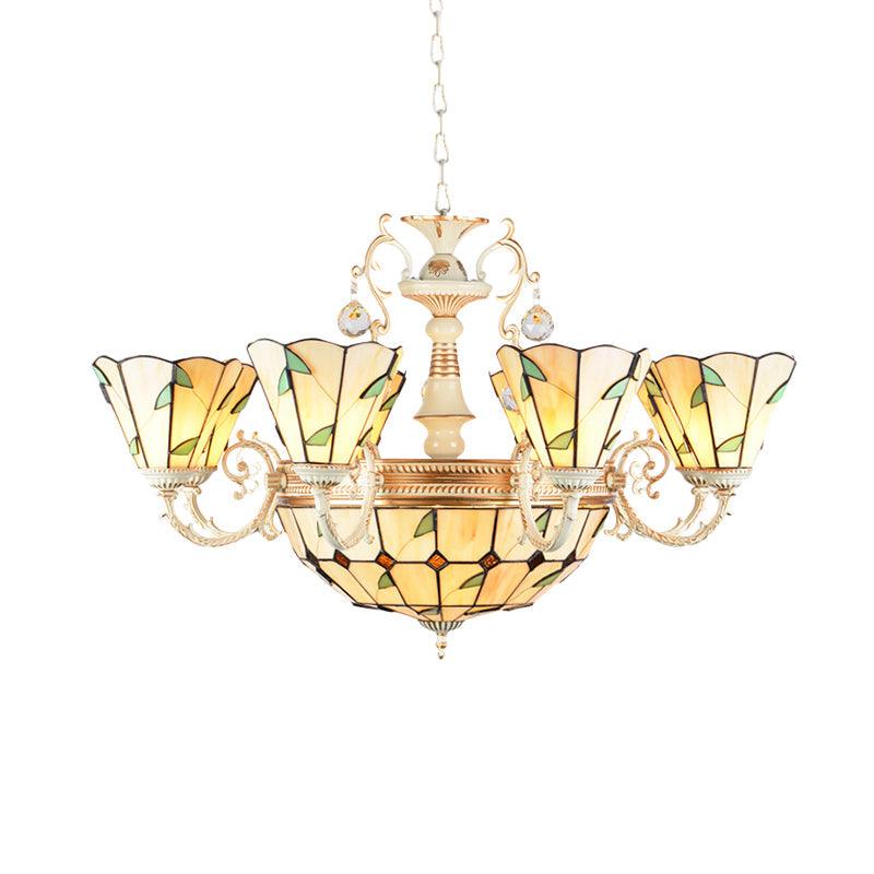 9/11 Lights Leaf Indoor Pendant Light Stained Glass Chandelier - Rebooters