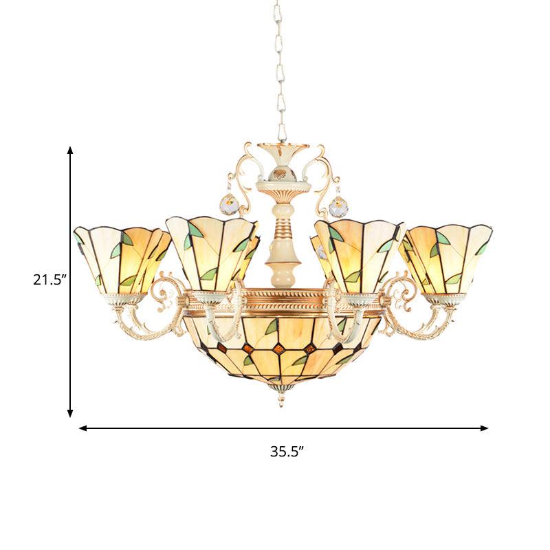 9/11 Lights Leaf Indoor Pendant Light Stained Glass Chandelier - Rebooters