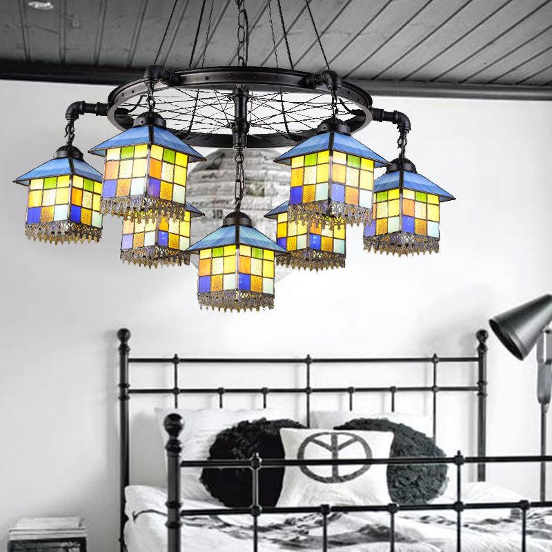 7 Lights House Chandelier Light Lodge Colorful Glass Pendant Light - Rebooters